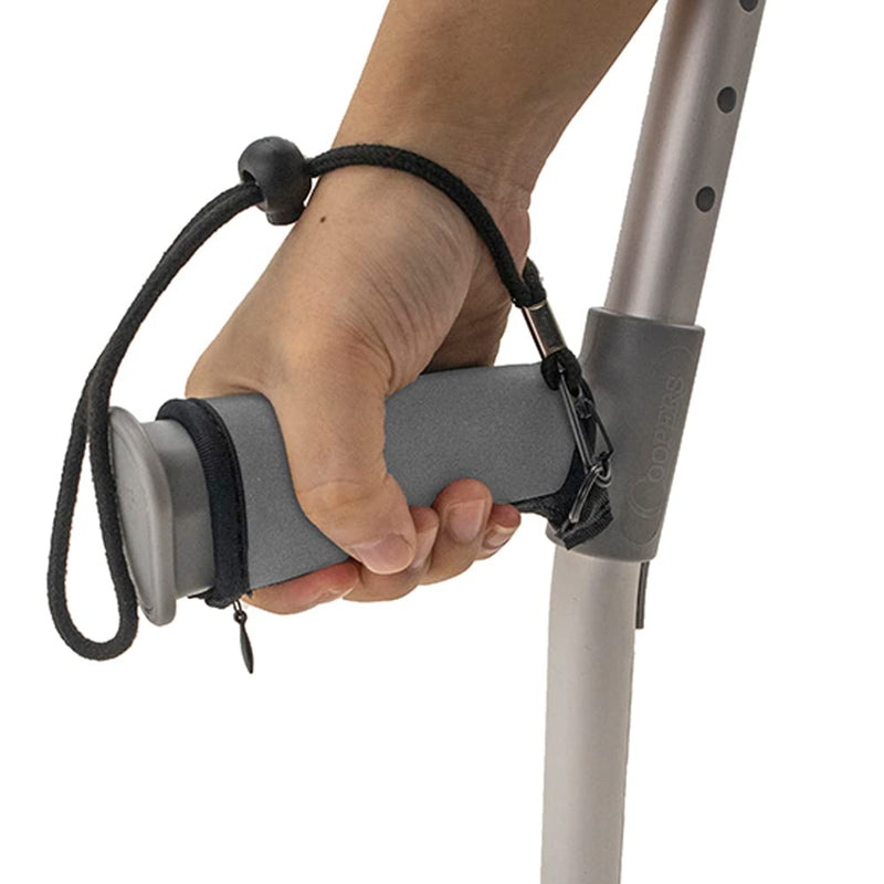 Pair of Grey Padded Neoprene Crutch Handle Covers for Comfort with Wrist Strap - by Lifeswonderful - BeesActive Australia