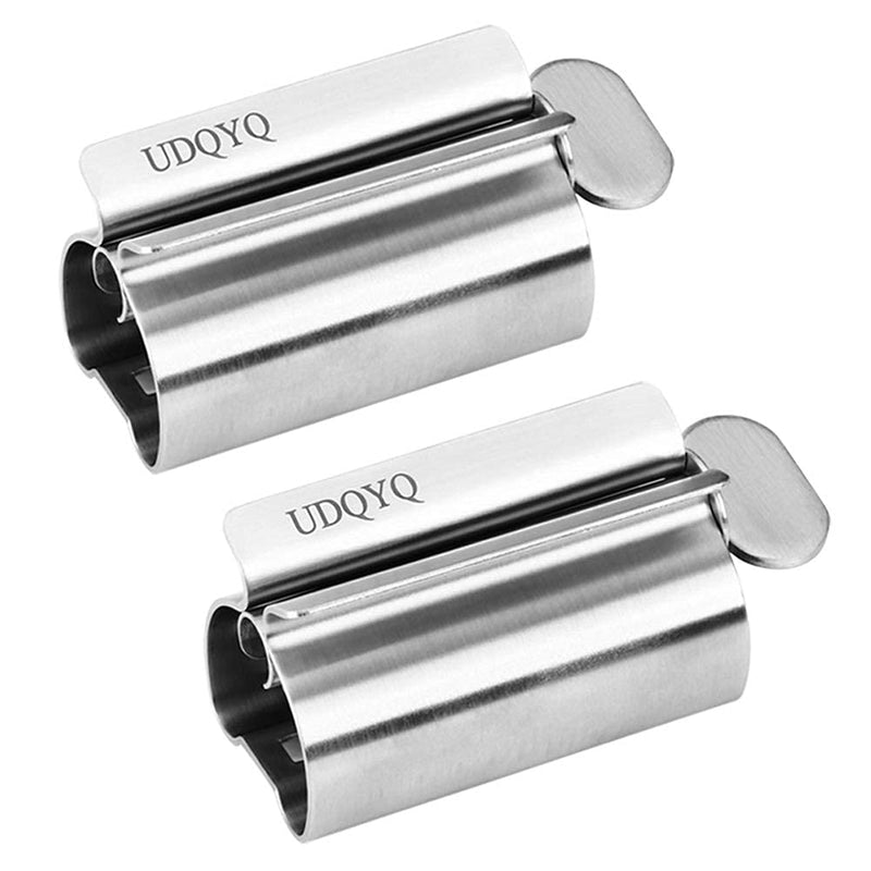 Toothpaste Squeezer 2 Pack - Metal Tube Squeezer Stainless Steel Tube Wringer UDQYQ Toothpaste seat Holder Stand (Silver) Silver - BeesActive Australia