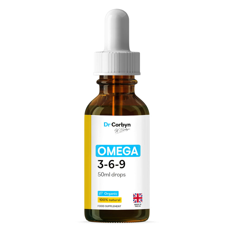 Dr Corbyn Omega 3-6-9 Drops | Vegan Omega 3, 6 & 9 Drops with NO Fishy Taste | Plant-Based, UK Made (50ml) 50ml - BeesActive Australia