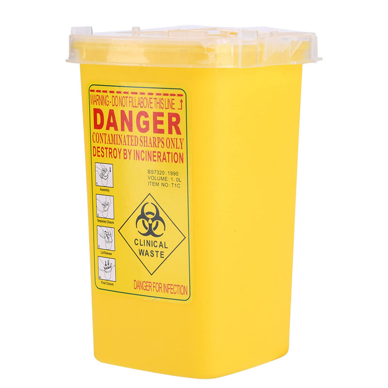 Jadeshay Needle Container, Tattoo Medical Plastic Sharps Container, Biohazard Needle Disposal Waste Box, 1L (yellow) - BeesActive Australia