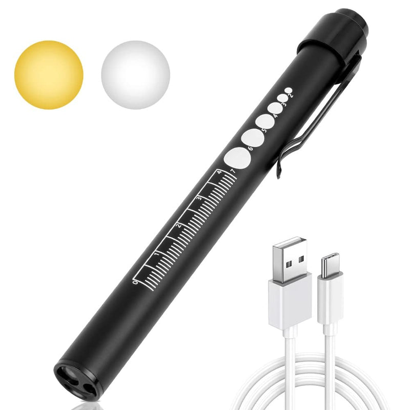 Flintronic Diagnostic Medical Penlight, Rechargeable LED Pen Torch with Pupil Gauge and Clip, First Aid Pupil Gauge Doctors Nurses Medical Pen Light Medical Equipment (With Type-C Charging Cable) 1PC Black - BeesActive Australia