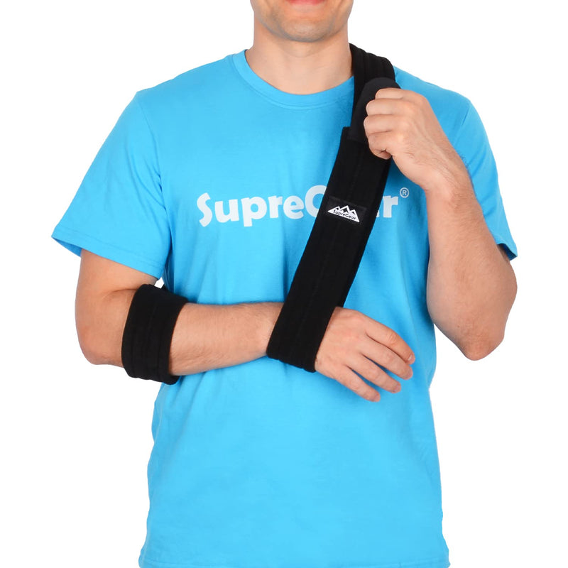 supregear Arm Sling, Adjustable Shoulder Brace Immobilizer Rotator Cuff Lightweight Arm Swathe Support for Shoulder Injury, Broken/Fractured Bones for Left and Right Arm Men and Women (Black, M) Black - BeesActive Australia
