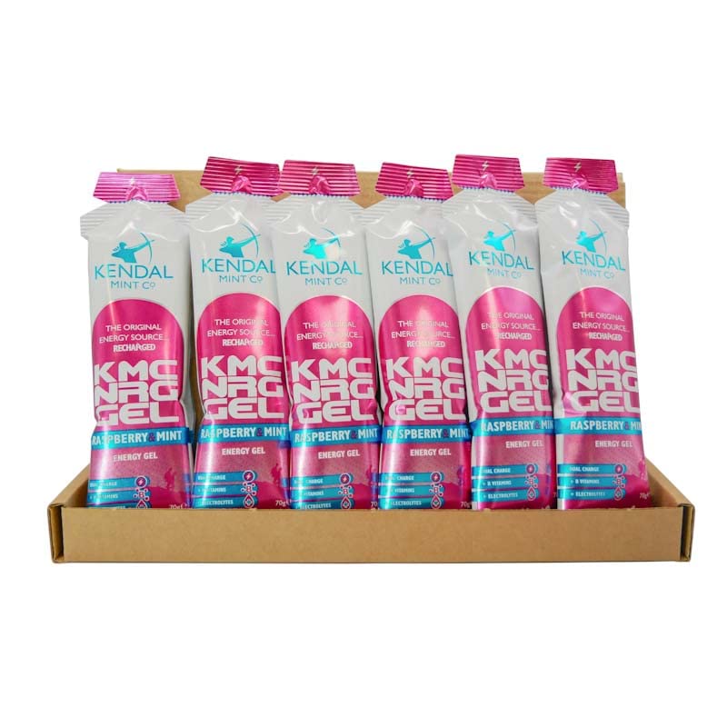 KMC NRG GEL: Refreshing Raspberry Mint Energy Gel | 27g Dual Carb | +Electrolytes | +B Vitamins | Informed Sport | Vegan | Gluten Free (6x70g) 6x70g - BeesActive Australia