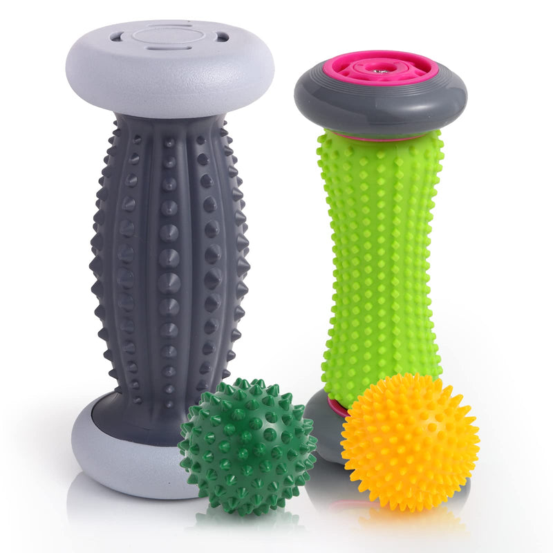 EliaValth Foot Roller for Plantar Fasciitis and Neuropathy, Foot Massager for Plantar Fasciitis Relief, Neuropathy, Reflexology Tool - 2 Foot Massage Roller & 2 Foot Massage Ball (Gray, Small) - BeesActive Australia