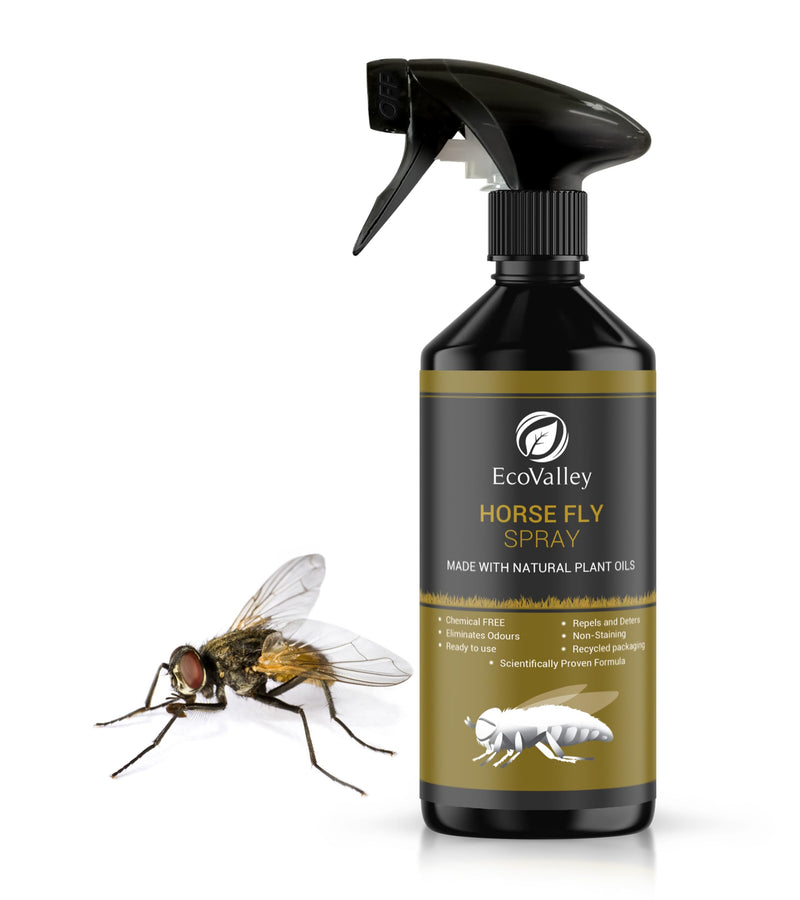 EcoValley Natural Horse Fly Repellent Spray - 500ml - Scientifically Proven Citronella Formula for Home & Stables, Effective Indoor & Outdoor Protection 500 ml (Pack of 1)