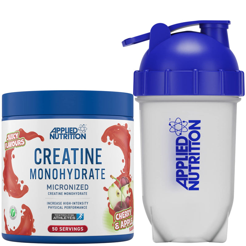 Applied Nutrition Creatine + Bullet Shaker 500ml | Creatine Monohydrate Micronized Powder with Flavour, Increases High-Intensity Physical Performance (250g - 50 Servings) (Cherry & Apple) Cherry & Apple - BeesActive Australia