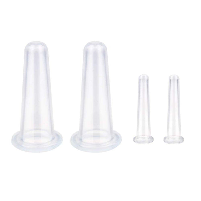 Silicone Facial Cupping Set Vacuum Massage Cup Kit for Body Eye Face Neck Skin Care Tool (2 Large + 2 Small, White) - BeesActive Australia