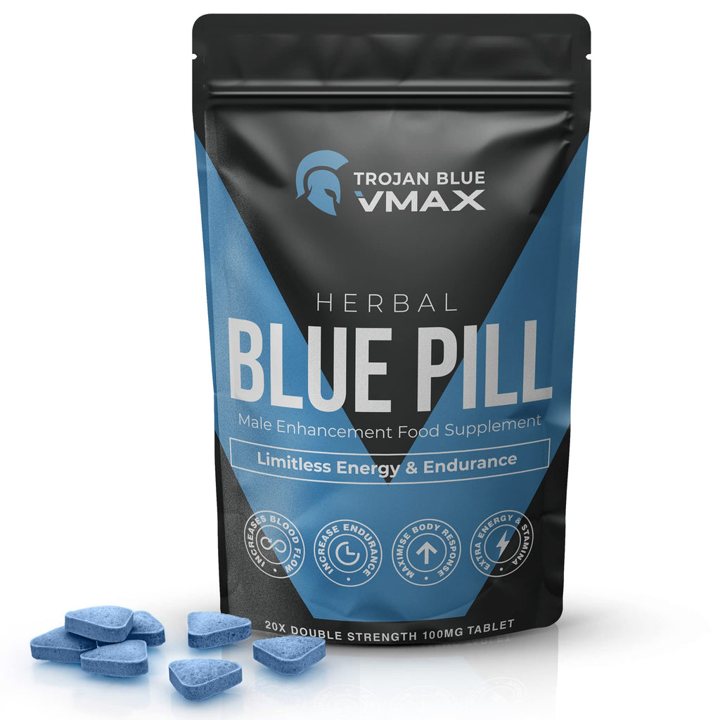 20x Trojan Blue Vmax | Herbal Supplement Blue Pills for Men | High Strength Performance Powerful Fast Acting Long Lasting Results | Enhancing Male Stamina & Endurance Booster Tablets - BeesActive Australia