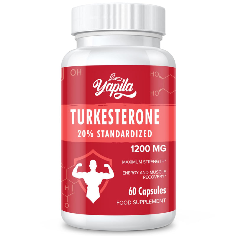 Turkesterone Supplement - 1200mg Ajuga Turkestanica Extract Standardized to 20% Turkesterone,Max Strength for Bodybuilding,60 Vegan Capsules 60 Count (Pack of 1) - BeesActive Australia