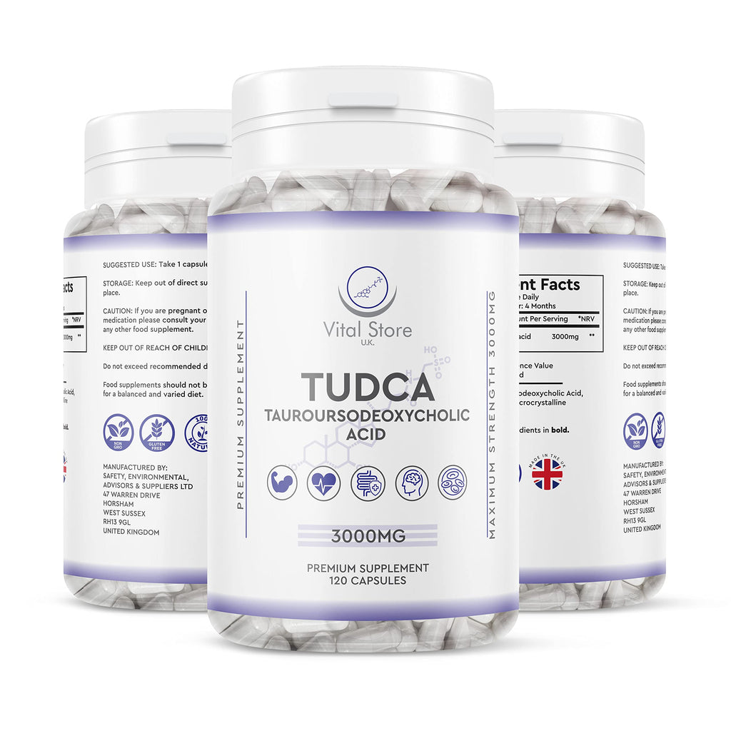 TUDCA 3000mg - 120 Vegan Capsules (4 Month Supply) - Tauroursodeoxycholic Acid High Strength Supplement - Liver Support/Detox & Cleanse/Digestive Health - BeesActive Australia