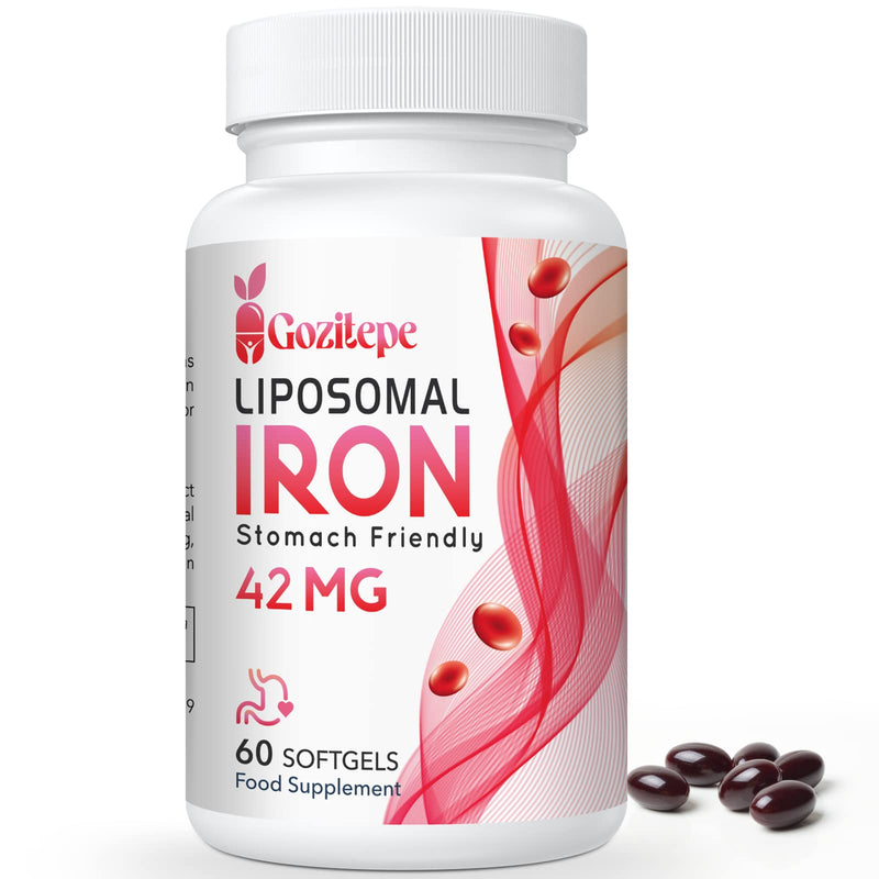 Liposomal Iron Supplement 42 mg (as Ferrous Sulfate) with Folic Acid and Vitamin B12, Increase Iron Levels for Adults, Superior Absorbed and Stomach Friendly (Pack of 1) 60 Count (Pack of 1) - BeesActive Australia