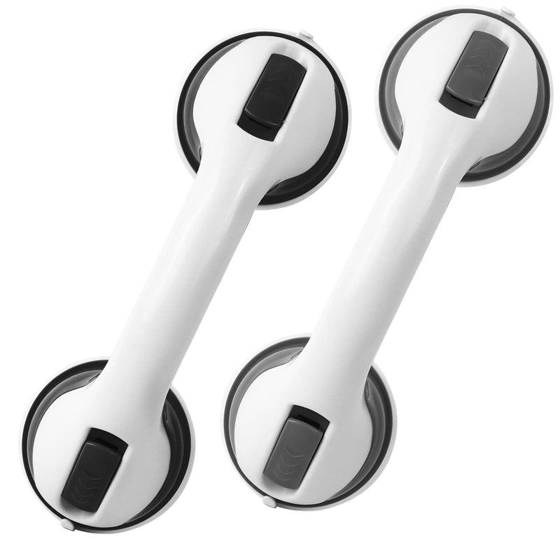 Suction Bathroom Grab Rails, Happybase 2pcs 12 inch Hand Rail for Disabled, Portable Grab Bars, Safety Shower Handle with Suction Cup Fitting, Bath Grips for Elderly Handicap Children Disability Aids Black+gery - BeesActive Australia