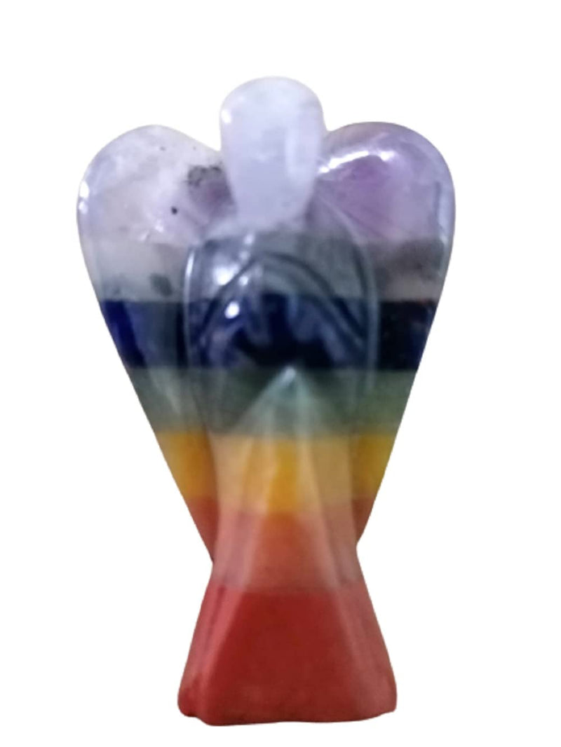 2" Inch 7Chakra Guardian Angel gifts Healing Crystals and gemstones Hand Carved Statue Crystal Gifts Lucky Angel Wings Ornament Home Decor, Reiki Healing crystals (2 Inch, 7 Chakra) 2 Inch - BeesActive Australia