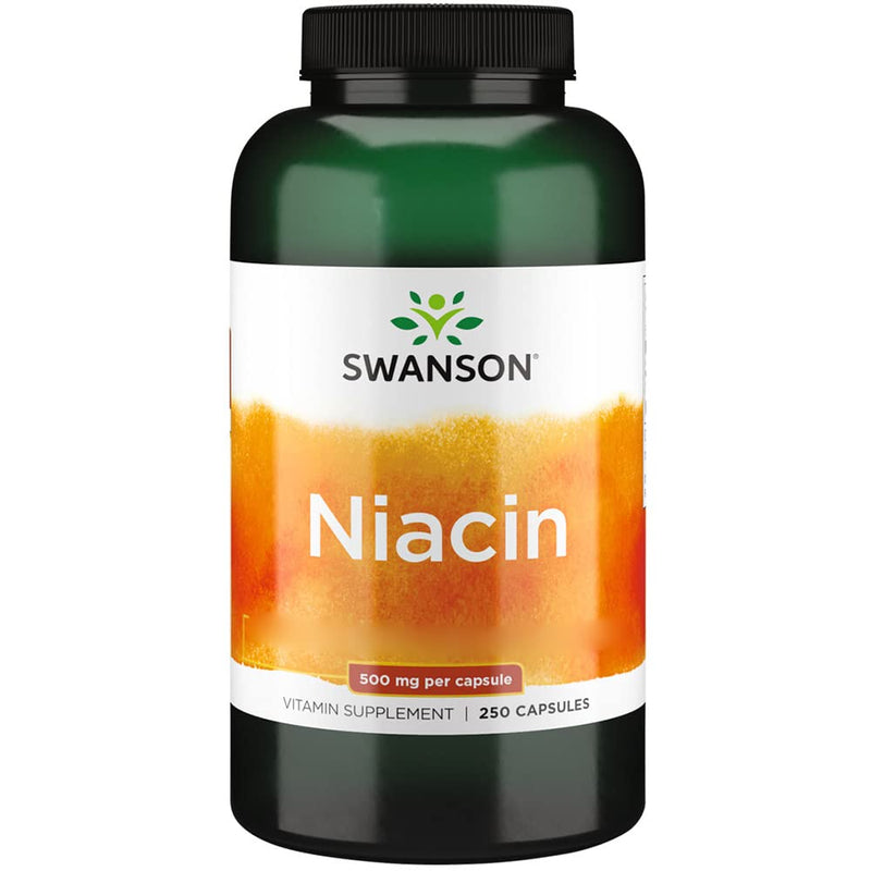 Swanson, Niacin, 500mg, Depot, Every 10 Days 1 Capsule, 250 Capsules, High Dose, Lab-Tested, Soy Free, Gluten Free, Non GMO - BeesActive Australia