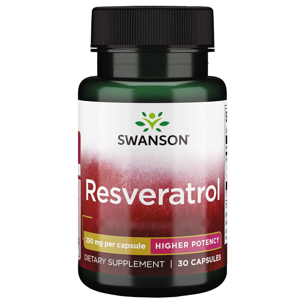 Swanson, Resveratrol, 250mg, 30 Capsules, High Dose, Lab-Tested, Soy Free, Gluten Free, Non-GMO - BeesActive Australia