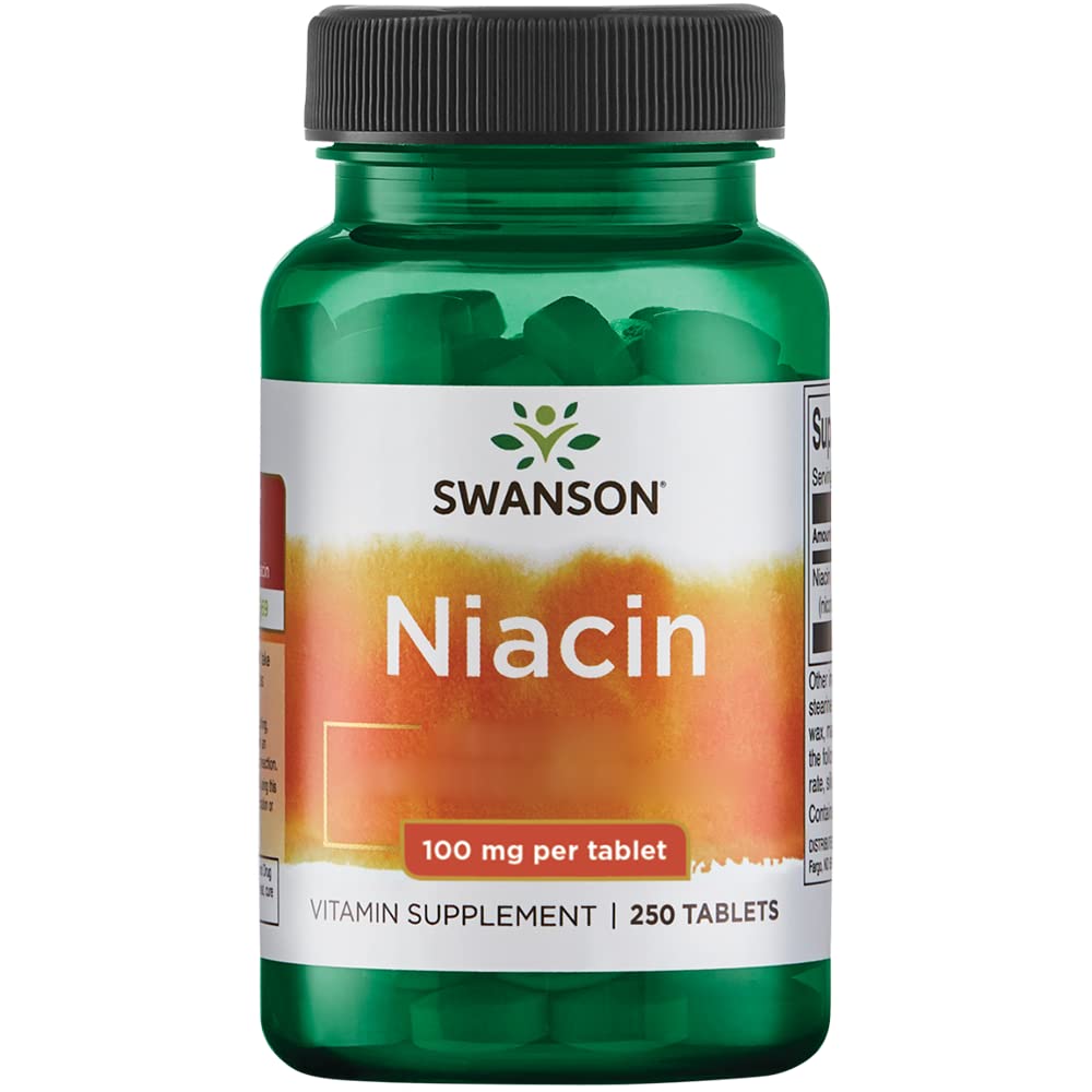Swanson, Niacin, 50mg, Vitamin B3 Depot, 1 Tablet Every 2 Days, 250 Vegan Tablets, High Dose, Lab-Tested, Vegetarian, Soy Free, Gluten Free, GMO Free - BeesActive Australia