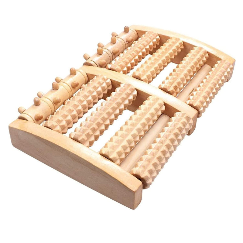 Clever Design Wooden Foot Massager Roller - Ease Plantar Fasciitis, Heel Arch, Feet, Muscle Pain Relief, Stimulate, Relaxation, Diabetic, Neuropathy, Reflexology, Unisex, Compact Gift & Aid, All Ages - BeesActive Australia