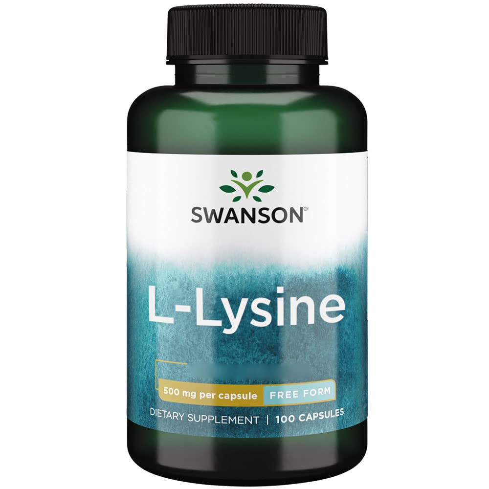 Swanson, L-Lysine, 500mg, 100 Capsules, High Dose, Lab-Tested, Soy Free, Gluten Free, Non-GMO - BeesActive Australia