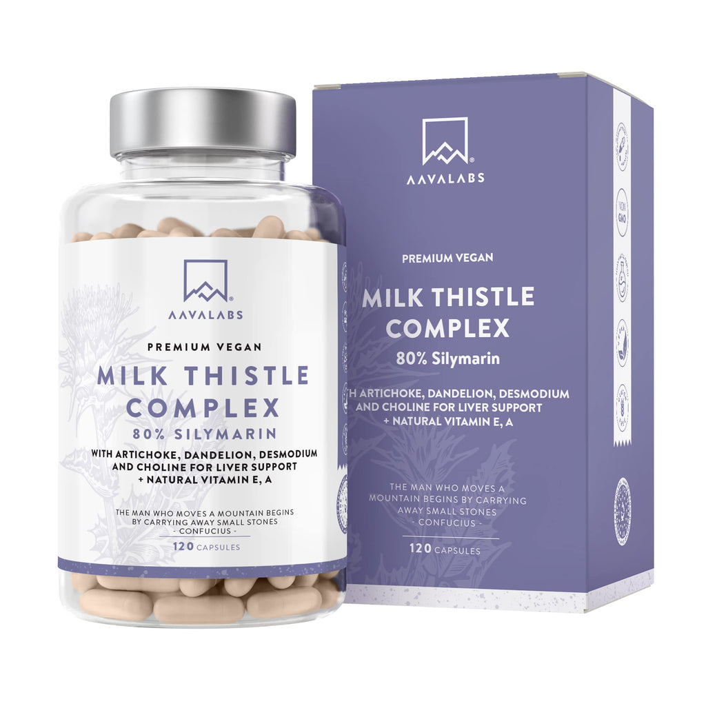 Milk Thistle Tablets | Liver Supplements (80% Silymarin) | High Strength 24000mg (40:1 Extract) | Liver Support Supplements w/Artichoke, Dandelion, Desmodium & Choline -120 Milk Thistle Capsules - BeesActive Australia