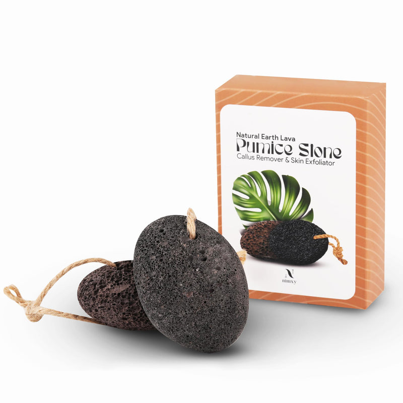 NIMXY Volcanic Lava Pumice Stone for Feet and Hands 2 Pcs – Feet Hard Skin Remover – Foot Scrubber for Dead Skin Removal – Natural Foot File and Callus Remover for Skin Exfoliation (Black & Brown) Classic - BeesActive Australia