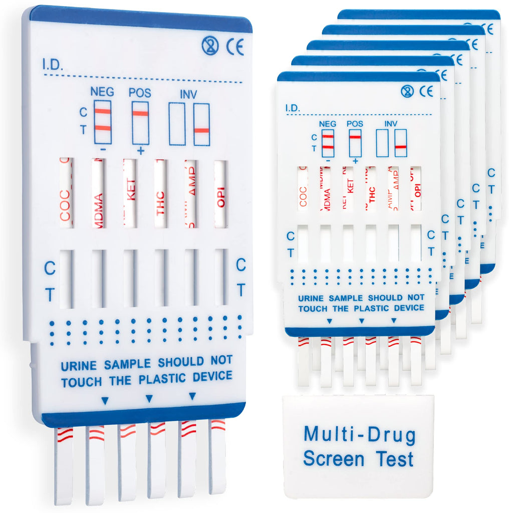 5 x Drug Testing Kits | Tests for 6 Drugs of Abuse in Urine | Cocaine, Cannabis, Opiates, Amphetamines, Ketamine and Ecstasy - BeesActive Australia