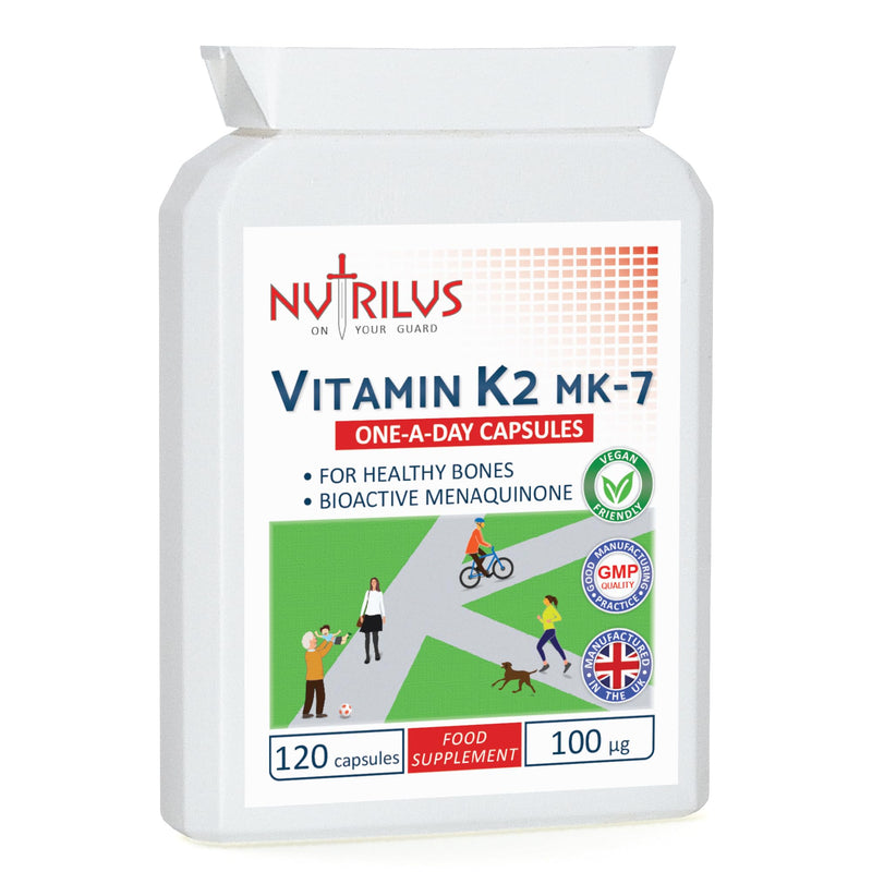 Vitamin K2 MK-7 120 Daily Capsules 100�g - Highly Bioavailable - Vegan Supplement - Bone Health - Calcium Distribution - BeesActive Australia