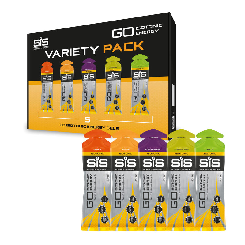 Science In Sport GO Isotonic Energy Gels, Running Gels with 22 g Carbohydrates, Low Sugar, Variety Pack of Assorted Flavours, 60 ml Per Serving (5 Pack) 60 ml (Pack of 5) Single - BeesActive Australia