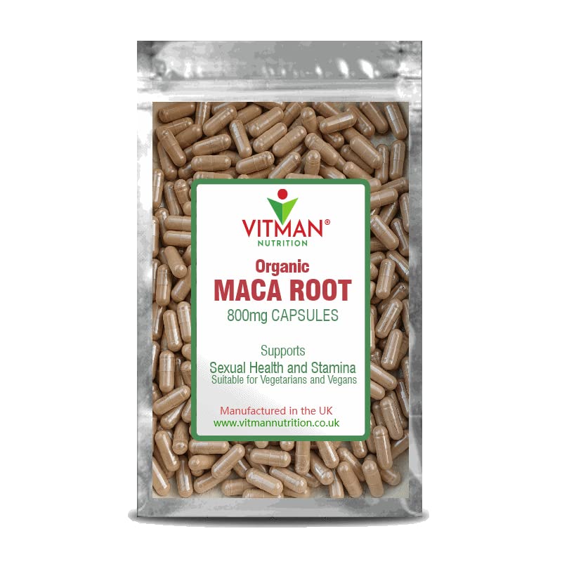 Organic Maca Root 4000mg - 60 Vegan Capsules - 2 Month Supply - High Strength Peruvian Maca Root for Men & Women - Made in The UK (60) - BeesActive Australia