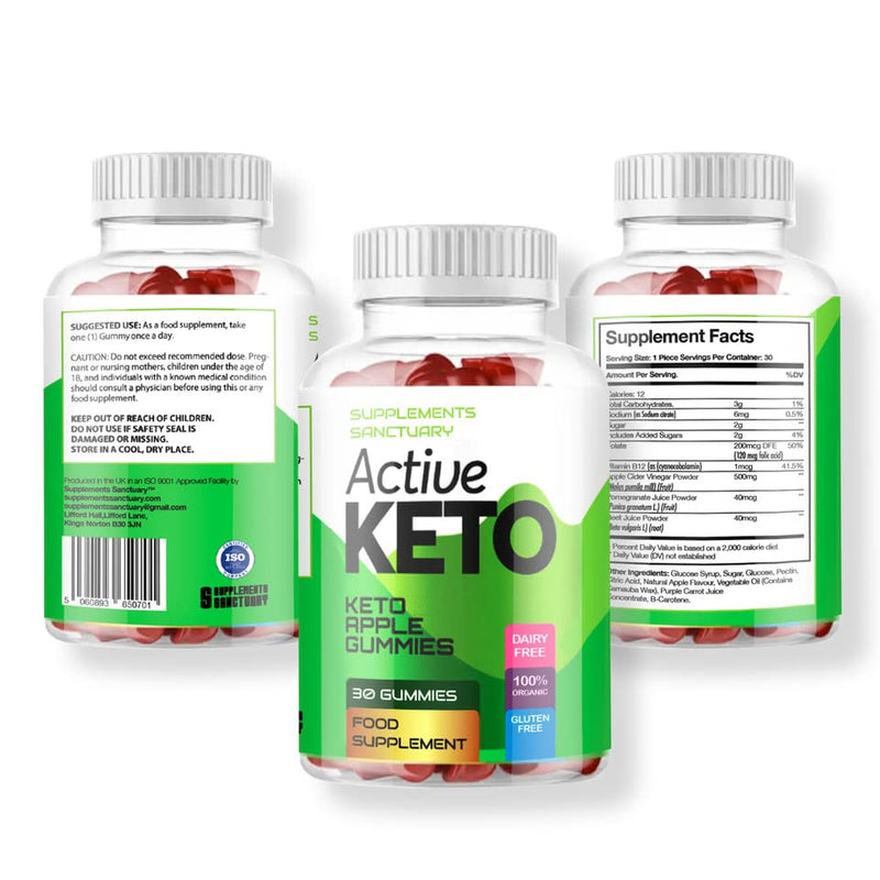 Supplements Sanctuary Active Keto Gummies Keto Apple Gummies (30 Gummies) Apple Flavour ACV 250ml - BeesActive Australia