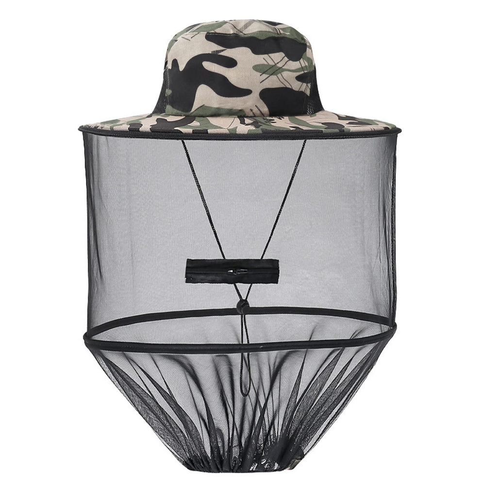 Mosquito Hat with Removable Netting,Midge Head Net Hat for Outdoor Hiking, Fishing, Camping, Climbing Camouflage Gray - BeesActive Australia