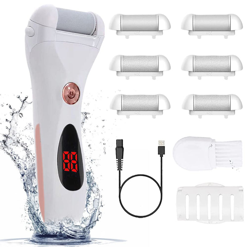 Foot Callus Remover, Professional Electric Pedicure Callus Remover, Rechargeable Foot File with 6 Roller Heads for Feet Care - BeesActive Australia