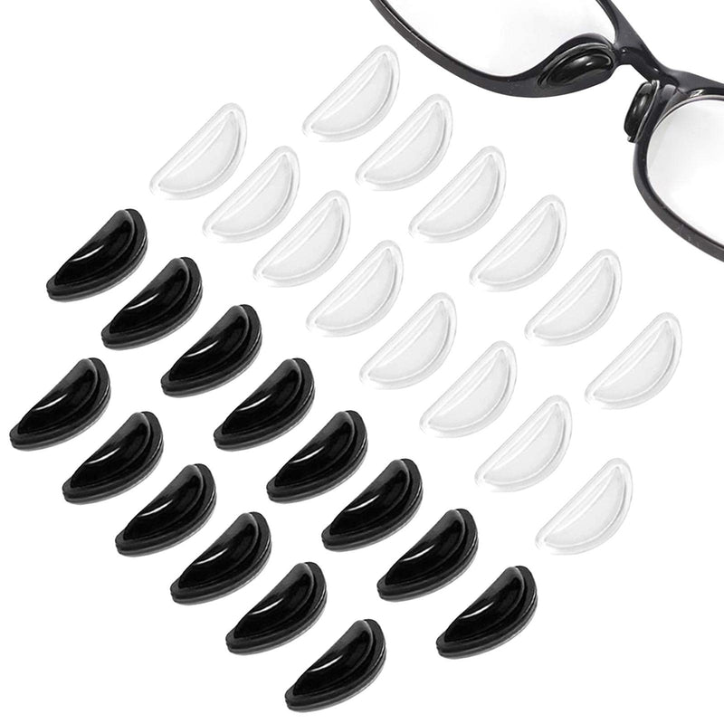 14 Pairs Nose Pads for Glasses, Silicone Adhesive Anti Slip Eyeglasses Air Bag Nose Grips, D Shape Nose Cushions 3.6 mm Thickness for Glasses, Eyeglasses, Reading Glasses, Sunglasses (Black + White) Black + White - BeesActive Australia