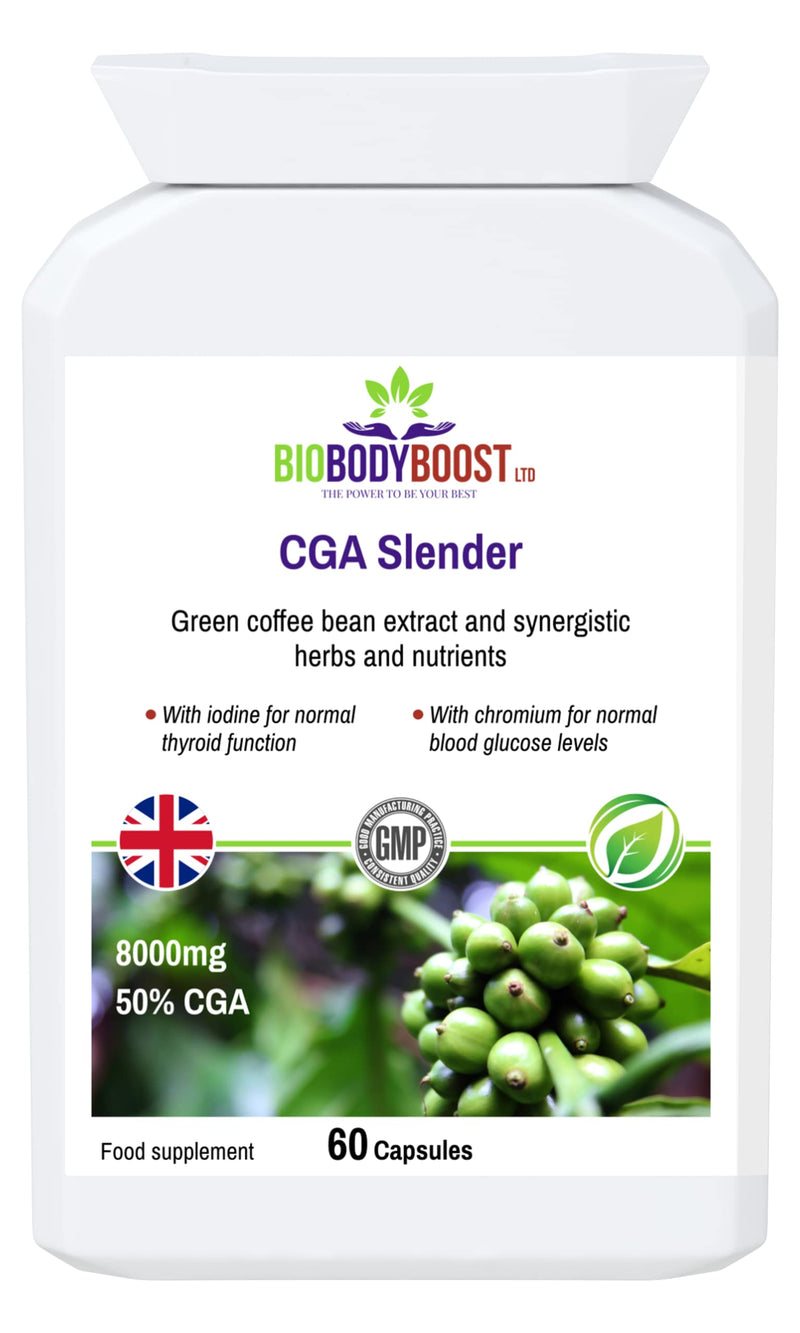 CGA Slender| Green Coffee Bean Extract Complex Formula | Synergistic Herb and Nutrients | Iodine for Normal Thyroid Function | Chromium for Normal Blood Sugar Levels | 60 Vegan Capsules - BeesActive Australia