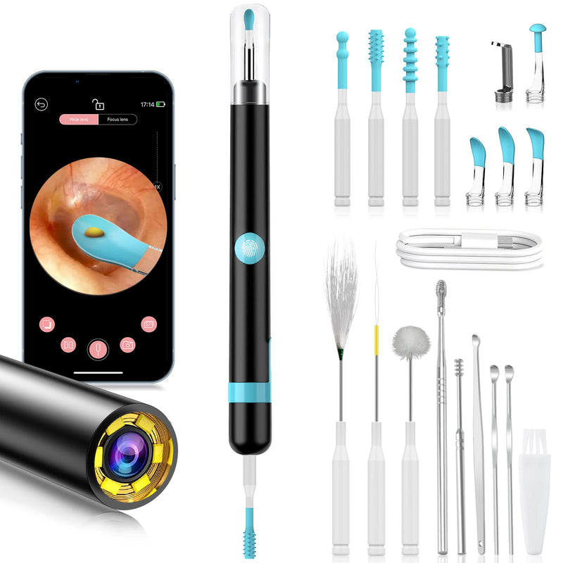 Ear Wax Removal Kit Camera, Upgraded Otoscope Earwax Removal Kit with 7 Massage Functions for Kids Adult Pet, 1080P FHD WiFi Wireless Ear Remover with 6 LED Lights Subitable for Various Smart Devices Black - BeesActive Australia