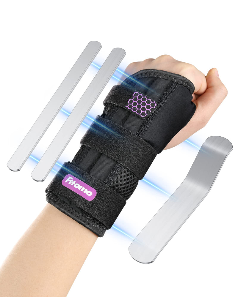 Fitomo Wrist Support with 3 Metal Splints and Soft Thumb Opening, Wrist Splint for Carpal Tunnel Arthritis Tendonitis Sprains, Hand Splint for Night Support Sleeping, 1 Unit, Right Hand S/M Right-Purple - BeesActive Australia