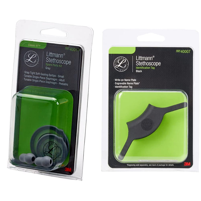 3M Littmann Stethoscope Spare Parts Kit, Classic III and Cardiology IV, Grey, 40017 & Stethoscope Identification Tag, Black, 40007 - BeesActive Australia