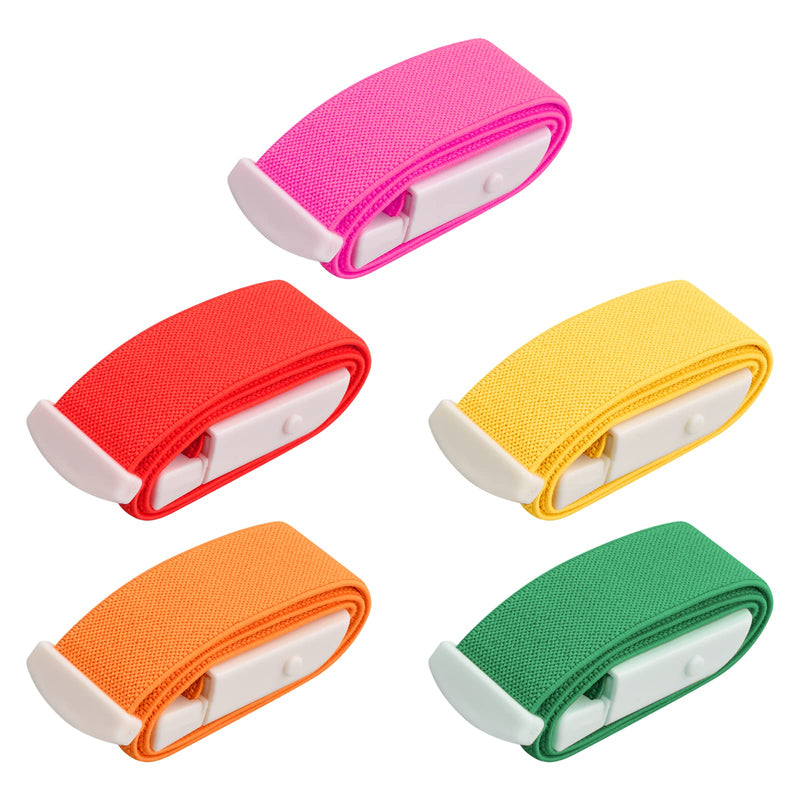 5Pcs Tourniquet with Buckle Adjustable Tourniquet Belt Quick to Release First Aid Blood Stop Belt Intravenous Quick and Slow Release Outdoor Emergency Care for Adult Kid (Red/Orange/Yellow/Green/Rose) - BeesActive Australia