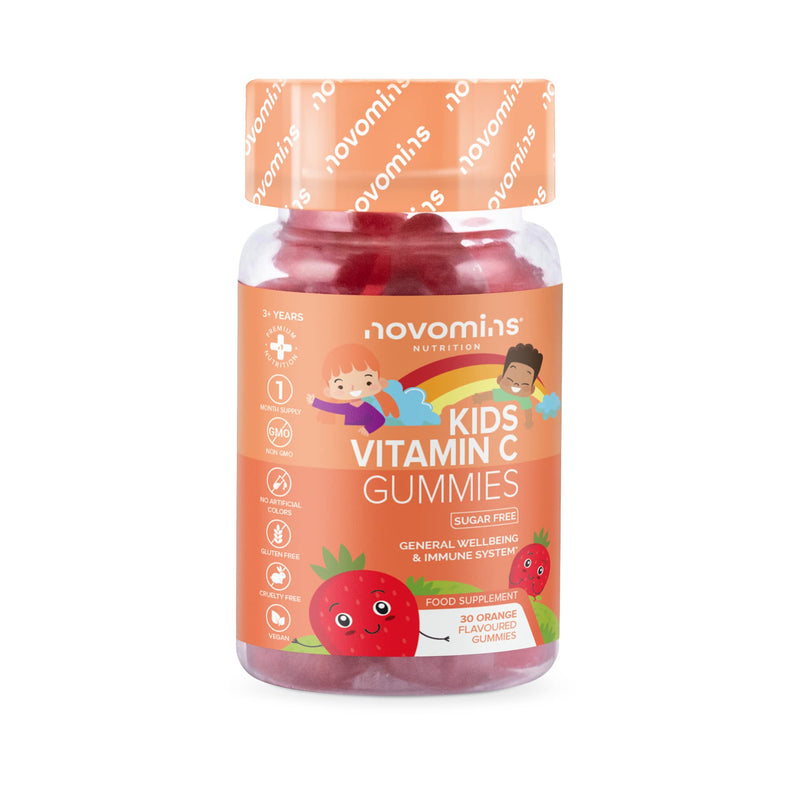 Kids Vitamin C Gummies Sugar Free � Chewable Vitamin C for Children � with Added Bioflavonoids, Rose Hip, Elderberry & Zinc - Immune System Support - Vegan- Gluten Free - by Novomins - BeesActive Australia