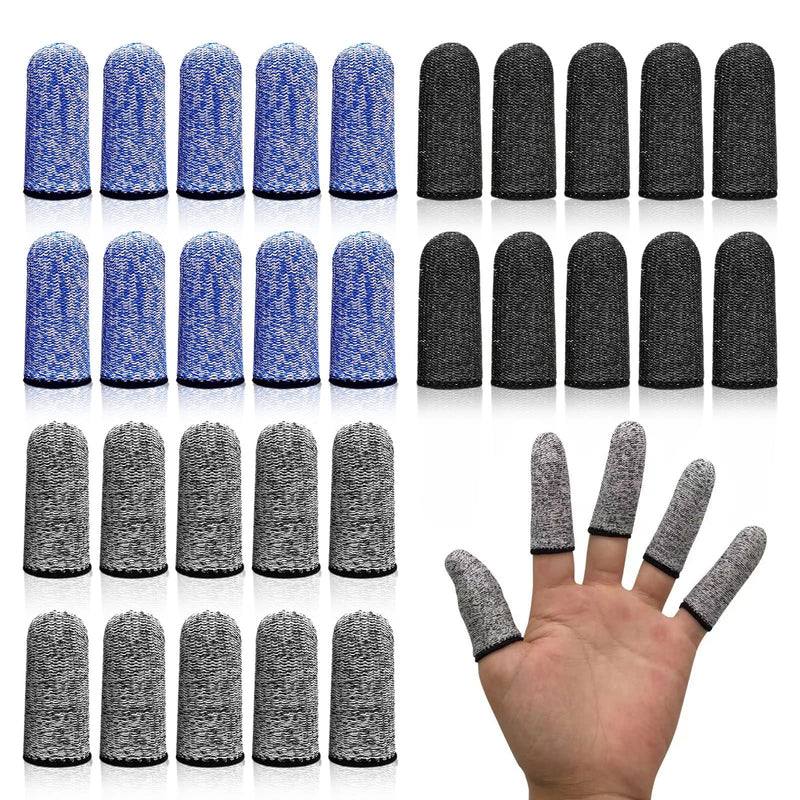 TSHAOUN 30 Pcs Finger Cots, Reusable Finger Protectors Anti Cutting Finger Cover Finger Sleeve, Thumb Protector Cut Resistant Protection for Kitchen,Garden, Work, Sculpture (Black,Blue,Grey) Black,blue,grey - BeesActive Australia