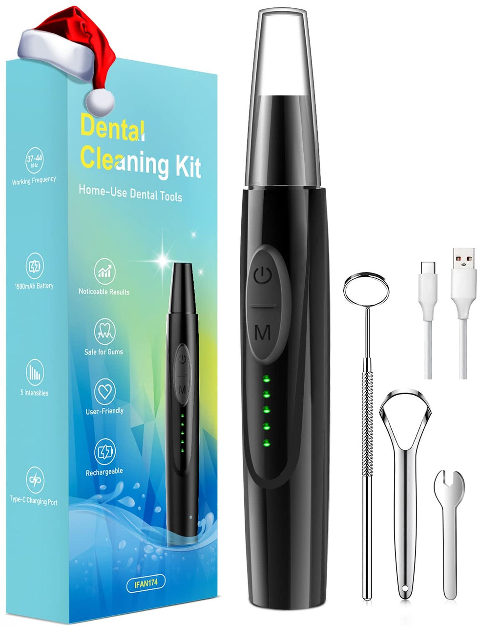 Tooth Cleaner Ultrasonic with 5 Working Modes,Teeth Cleaning Kits No Need Water Flosser with for Removal of Food Residue and Tartar - BeesActive Australia