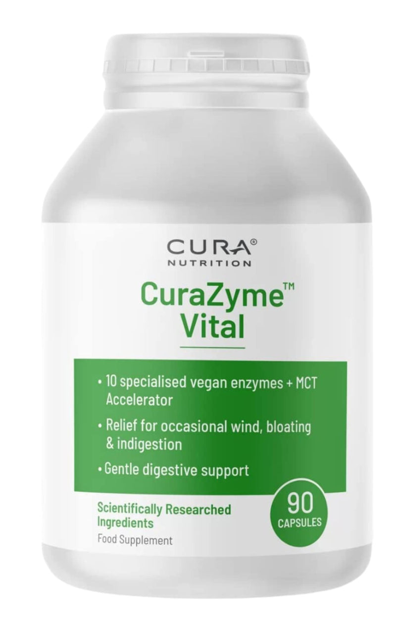 CURA NUTRITION - CuraZyme Vital (90 Capsules) | for Sensitive Stomachs, Nutrient Supplements, Digestive Enzymes Supplement Blend, Gut Health Supplement, Easy Digest, Vegan, Dairy Free 90 - BeesActive Australia