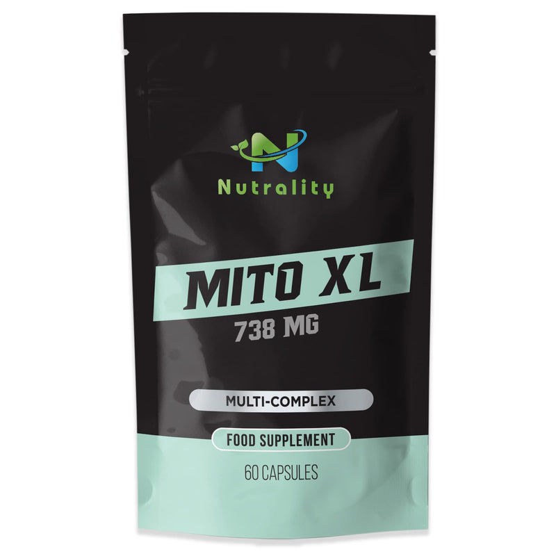 Nutrality Mito XL Supplement, 738mg - Mitochondrial Energy Optimizer, PQQ, Healthy Mitochondria, Cellular Energy, Cognitive Support, Brain Health. 1 Month Supply, 60 Vegan-Friendly Capsules - BeesActive Australia