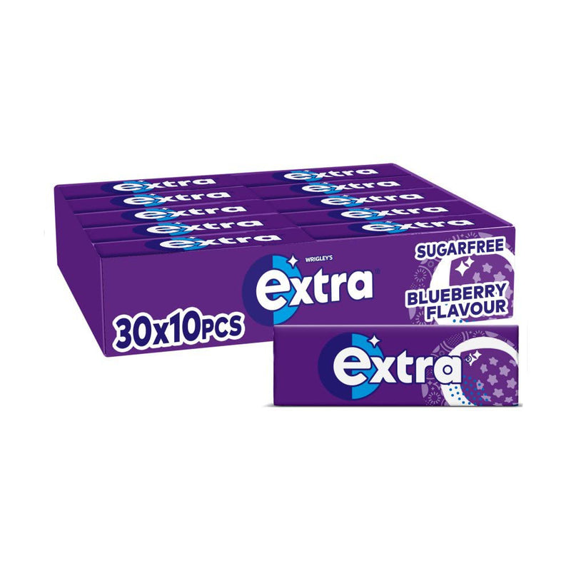 Extra Chewing Gum, Sugar Free, Blueberry Flavour, Chewing Gum Bulk, Microgranulated Gum, 30 Packs of 10 Pieces (Blueberry) - BeesActive Australia