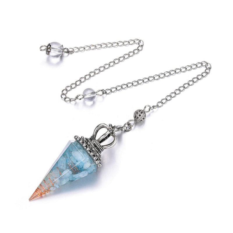 JOVIVI Pendulum Crystal,Aquamarine Dowsing Crystals Pendulum Divination Scrying Healing Crystal Gemstone Blue Quartz Stone Pendant for Reiki Grid Meditation Witchcraft Wicca Aquamarine Crystal Pendulum - BeesActive Australia