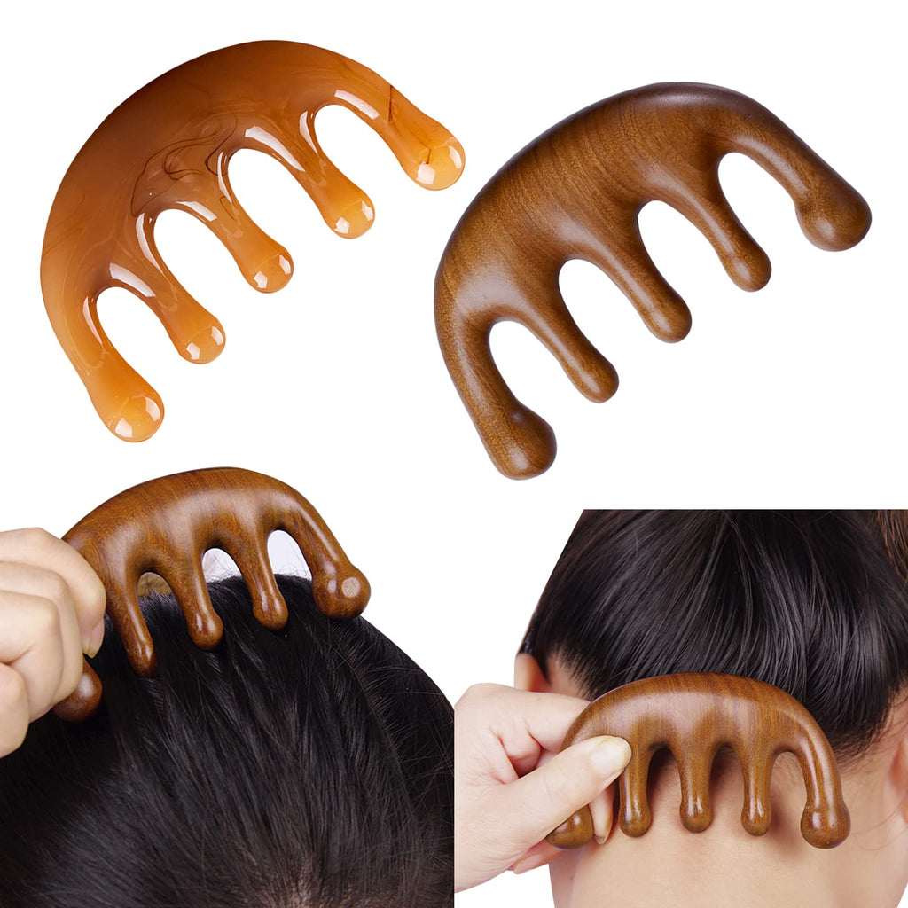2 Pcs Wooden Massage Comb GuaSha Hair Massager Scalp for Relieve The Neck Fatigue and Stimulate The Head Neck Back Hand and Arm Acupuncture Points for Parents Lover Friends Children Family - BeesActive Australia