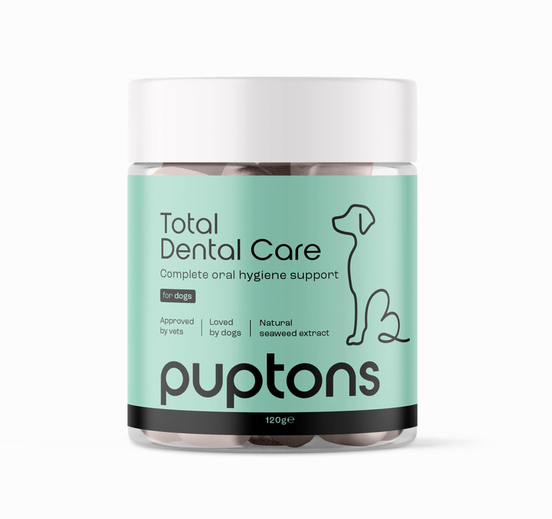 Puptons Total Dental Care for Dogs | Tartar & Plaque Off Powder - No Brushing | Supports Oral Hygiene & Treats Gum Disease | Treatment for Bad Breath & Removes Plaque | Measuring Scoop Included, 60g 60 Grams