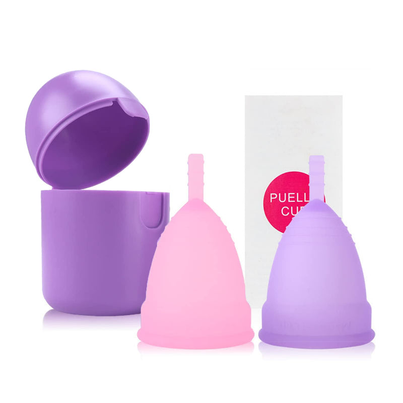 PATILWON Menstrual Cups 2 Pack Period Cup, with Micro-Wave Oven Box Holder Purple&pink Large - BeesActive Australia