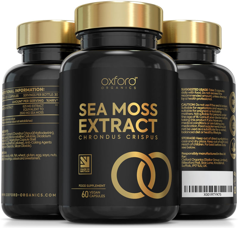Advanced Sea Moss Capsules 2500mg | High Strength 4:1 Sea Moss Extract | 60 Vegan Capsules | Natural Iodine Supplement, Harvested & Made from Wild Seamoss (not Sea Moss Tablets) | Made in The UK - BeesActive Australia