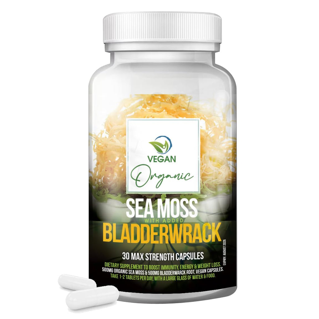 Sea Moss & Bladderwrack Capsules - 30 Vegan Capsules - Organic Irish Sea Moss Gluten Free and Immunity Booster - BeesActive Australia