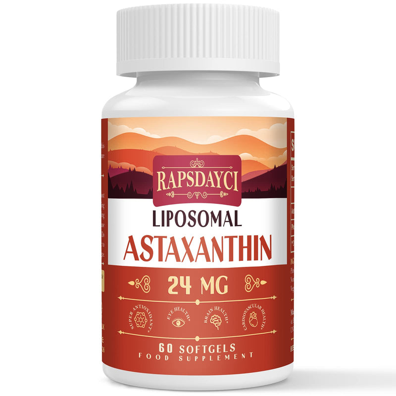 Liposomal Astaxanthin Supplement 24mg Per Serving, Powerful Antioxidant Formula Than VIT C, Eye & Immune Health Support, Superior Absorption (60 Count (Pack of 1)) 60 Count (Pack of 1) - BeesActive Australia